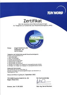 Zertifikat WHG